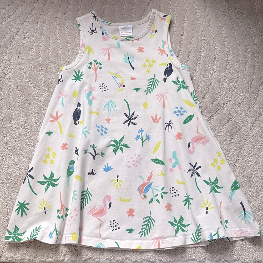 Hanna Andersson Tropical Jungle Print Stretch Dress w/ Pockets